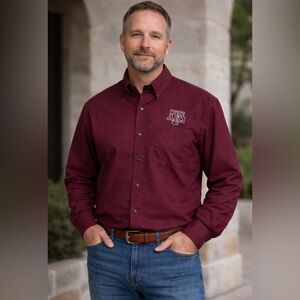 Cutter & Buck Texas A&M Aggies Men’s Large Maroon Button Down Shirt Logo